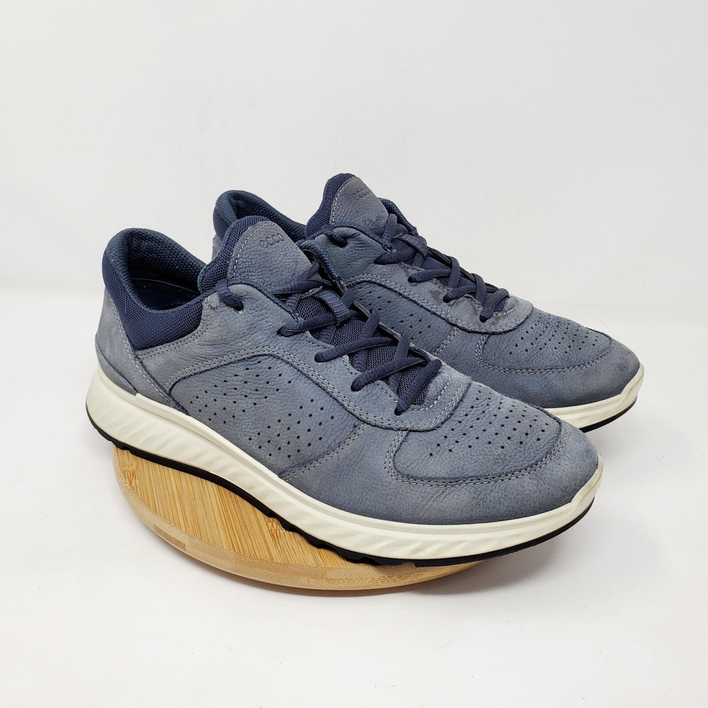 ECCO Ecostride Shoe Womens 40 Blue Nubuck Leather Sneaker Lace Up Comfort Casual